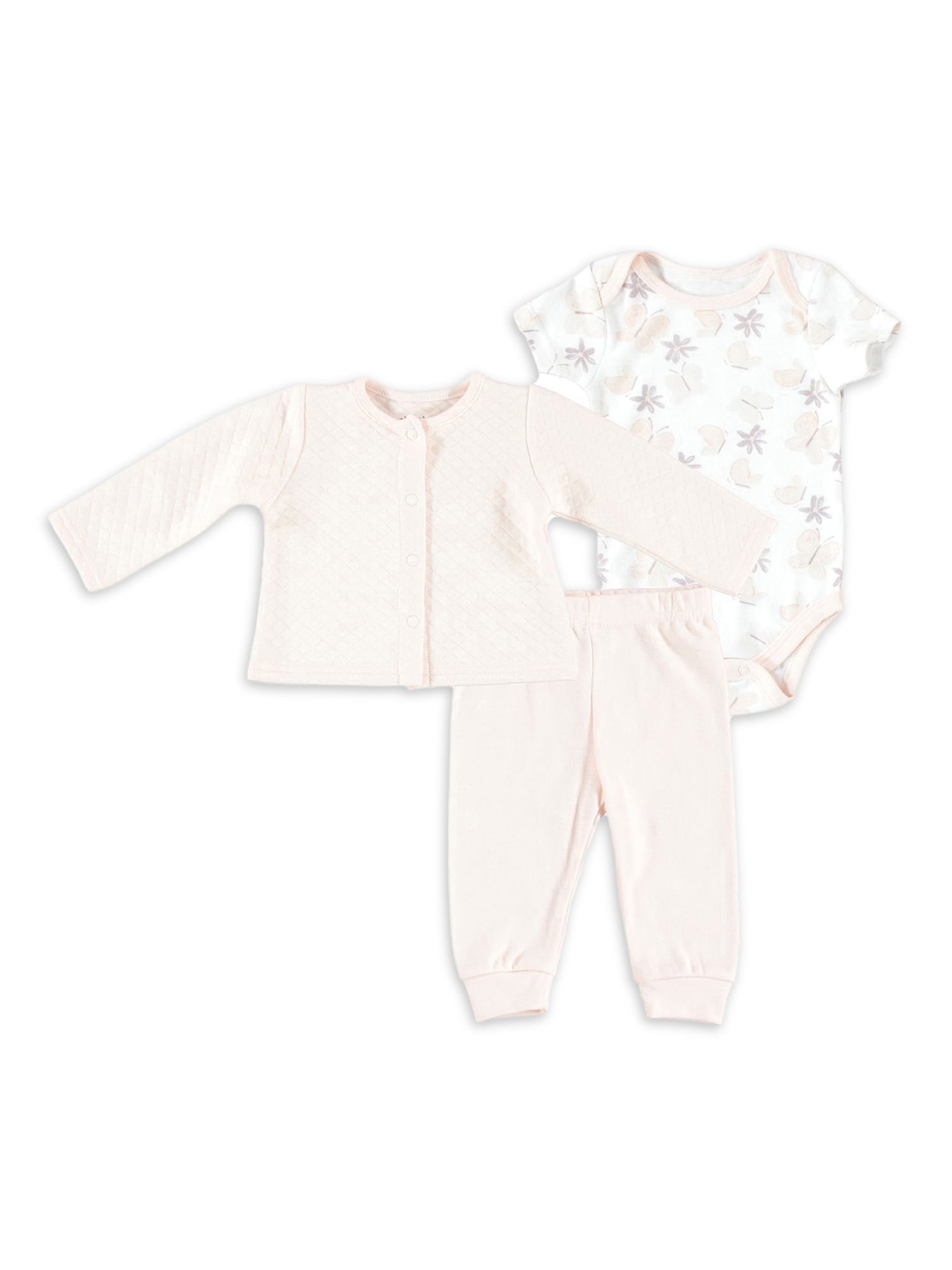 Chick Pea Baby Girl 3 PC Quilted Cardigan Set, Sizes Newborn-9 Months