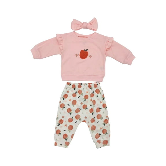 Chick Pea Baby Girl 3 Pc Fall Harvest Pant Set w Headband, Sizes Newborn-24 Months