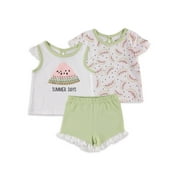Chick Pea Baby Girl & Toddler Girl 3 PC Short Set, Sizes Newborn-24 Months