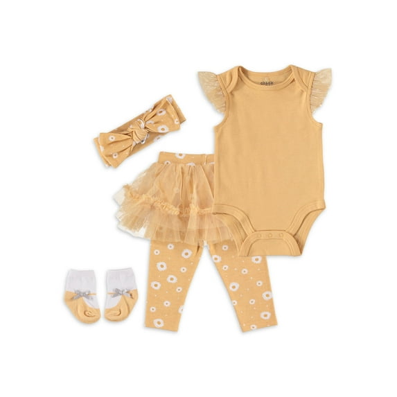 Chick Pea Baby Girl & Toddler Girl 4 PC Tutu Legging Set, Sizes Newborn-4T