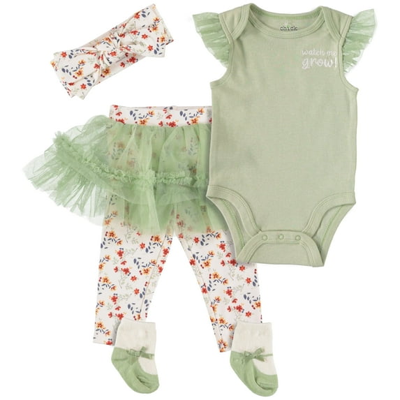 Chick Pea Baby Girl & Toddler Girl 4 PC Tutu Legging Set, Sizes Newborn-4T