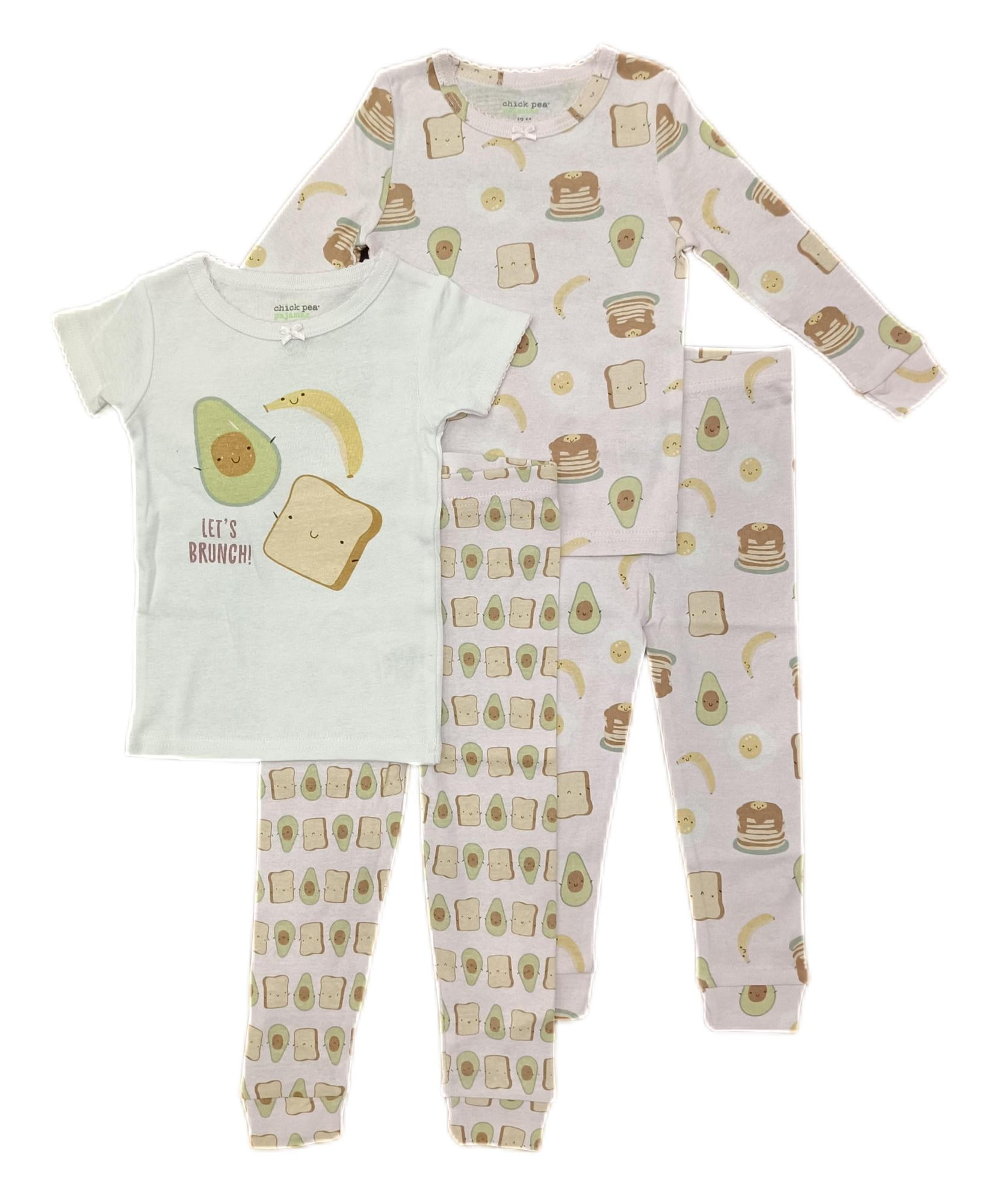 Chick Pea Baby Girl & Toddler Girl 4 Pc Mixed Pajama Set, 2 Tops 2 Long