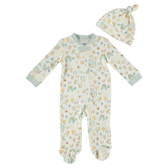 Chick Pea Baby Neutral Unisex 2pk Footed Coverall Set, Sizes Newborn-9 Months