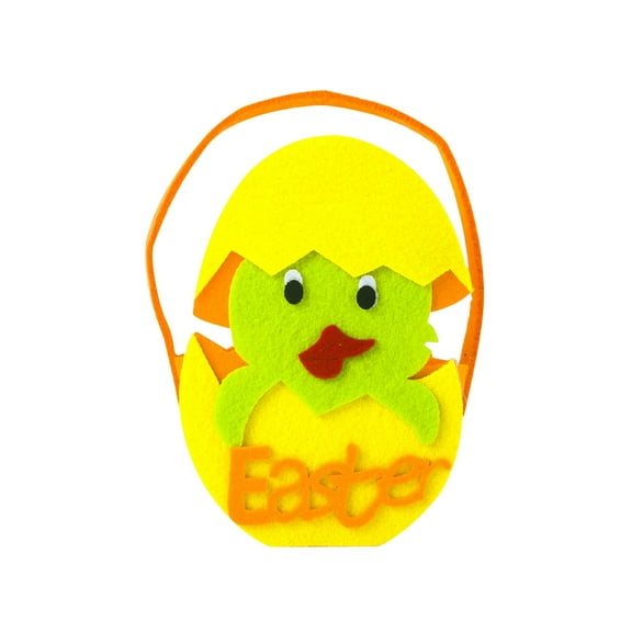 Chick Plush Basket for Easter Eggs Hunt, Gift Bags, Party, H7.1"