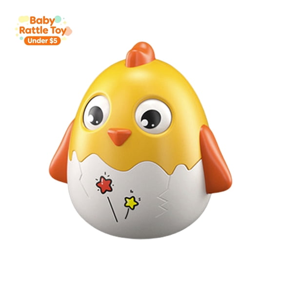 Chick Roly Poly Tumbler Toy, Baby Wobble Rattle Toy, Blinking Eyes Early Educational Sensory Toy, Crawling Practice Developmental Play Toy for Toddlers Boys Girls, Baby Shower Gift, Yellow