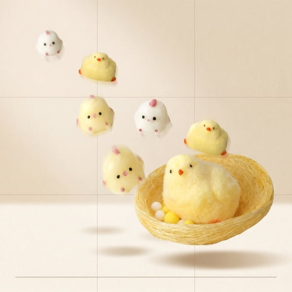 Chick Squishy Plush, Fluffy Slow Rising Squeeze Fidget, Decompression Stress Relief Sensory Novelty for Office Desk Anxiety Relief, Cute Soft Animal Calming Gift