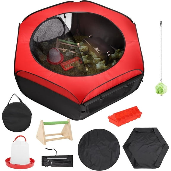 Chick Starter Kit with Chicken Playpen Brooder Box with Tent Waterer Feeder Bundles