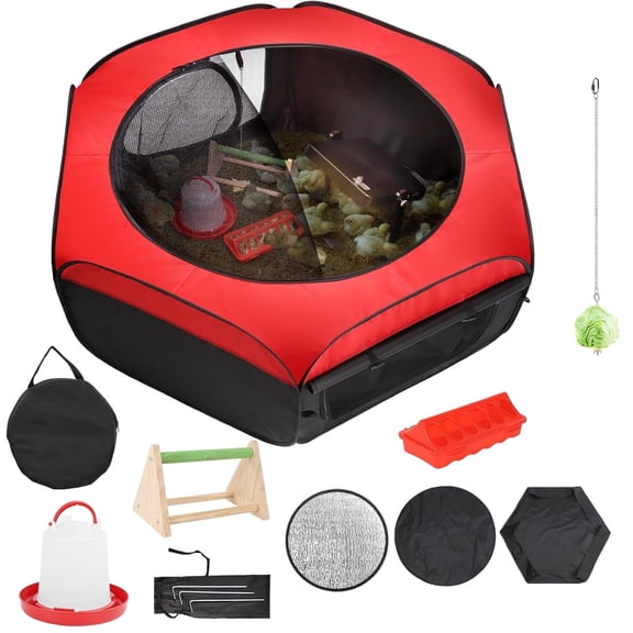 Chick Starter Kit with Chicken Playpen Brooder Box with Tent Waterer Feeder Bundles