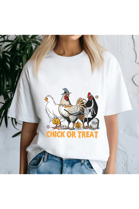 Chick or Treat Halloween Shirt, Chicken Tee, Trick or Treat TShirt, Spooky Season Shirts, Halloween Summer, Summerween, Funny Halloween Gift, Halloween Chicken Tshirt
