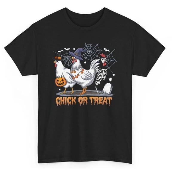 Chick or Treat Chicken Halloween T-Shirt – Funny Farm Spooky Season Graphic Tee