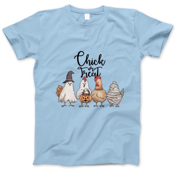 Chick or Treat Halloween T-Shirt, Funny Chicken Costume Tee, Cute Farm Animal Graphic Shirt, Spooky Season Gift, Fall Pumpkin Trick or Treat Top