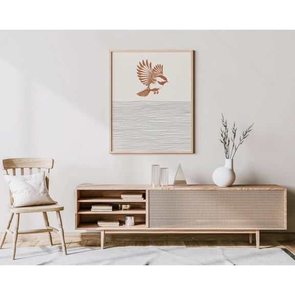 Chickadee Art Chickadee Bird Print Boho Style Decor Minimalist Wall Art Bird Gifts Bird Wall Art