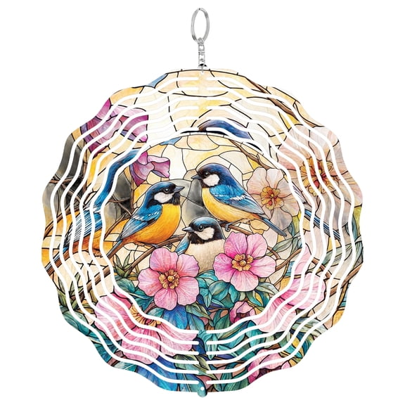 Chickadee Bird 3D Wind Spinner Kinetic Stainless Steel Nature Garden Art Decor
