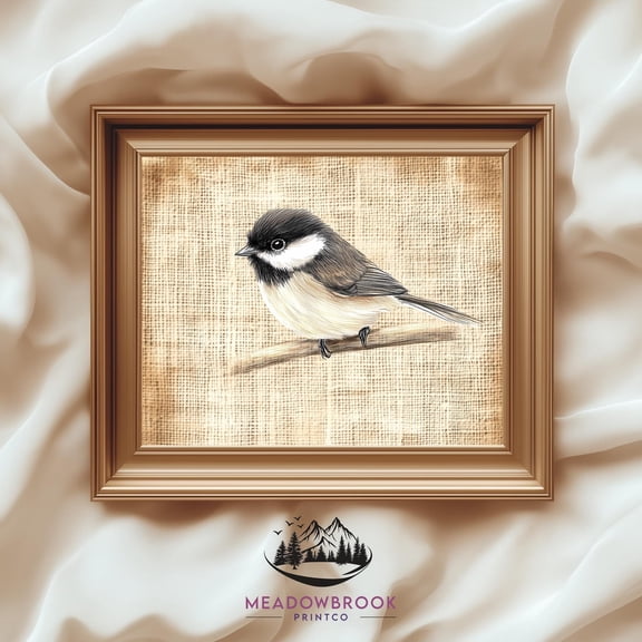 Chickadee Bird Wall Art - Rustic Farmhouse Decor, Vintage Bird Print, Neutral Bird , Artwork, Wall Art 991 UNFRAMED Poster, Wall Art for Decor, Present, 16x24