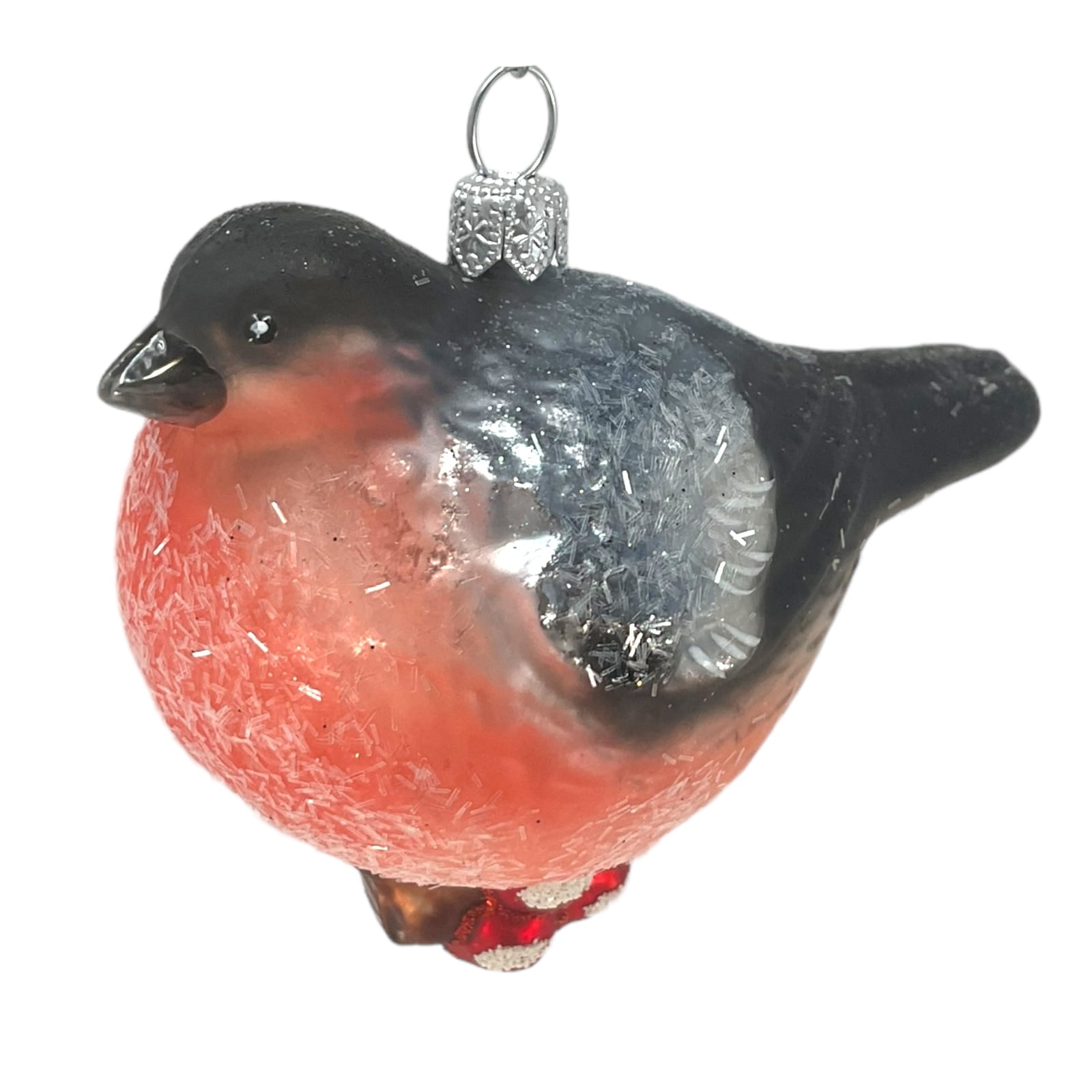 Pinnacle Peak Chickadee Bird on Branch Glass Christmas Tree Ornament