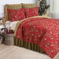 Chickadee Red Full/Queen Cotton Quilt Set Reversible Machine Washable Bedding Christmas Xmas