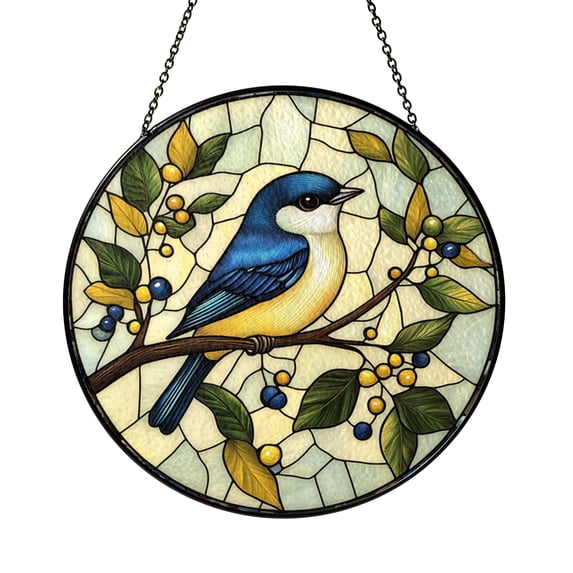 Chickadee Stained Glass Suncatcher Window Hanging Featuring Small ...