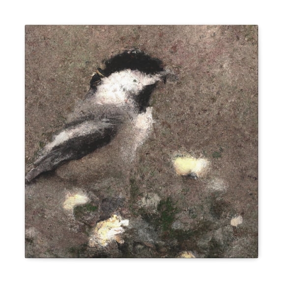 "Chickadee in Pointillism" - Canvas