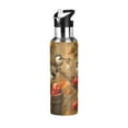 thumbnail image 1 of Water Bottles 34oz Straw Lid Wide Mouth Stainless Steel for School Sport Travel Chickadees Birds on Apple Tree, 1 of 9