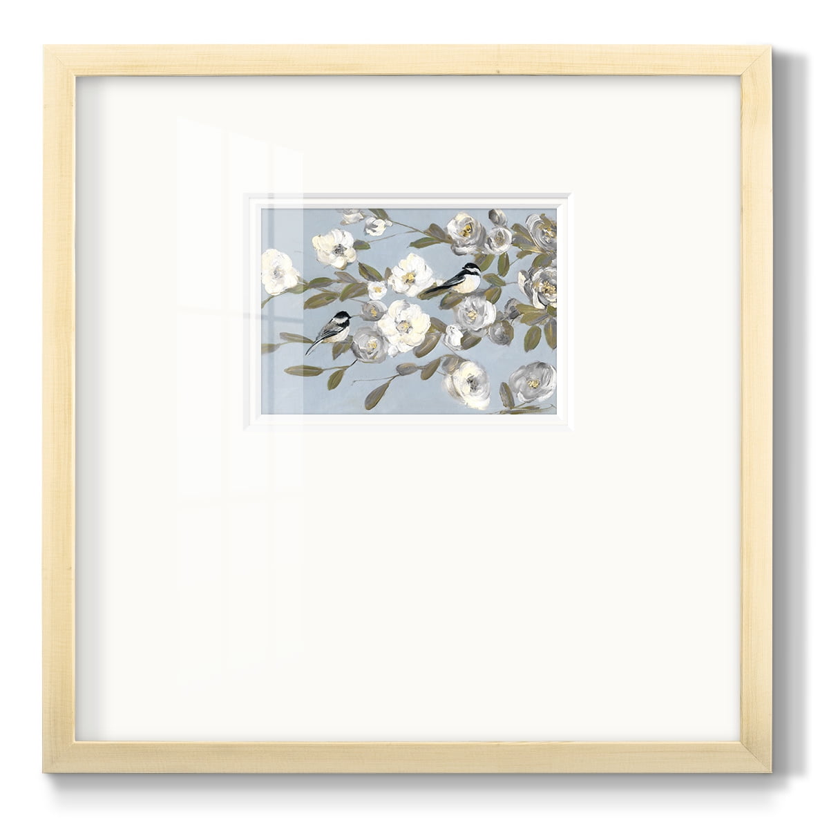 Chickadees and Blossoms IPremium Framed Print