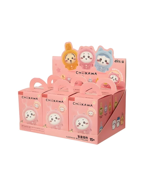 Chickawa Plush Blind Box - 6-Piece Set Cute Anime Collectible Doll, Cute Pajama Series Changeable Face Blind Charms Toys, Adorable Little Bajie Yi Figure Keychains, Christmas Gifts for & Adults