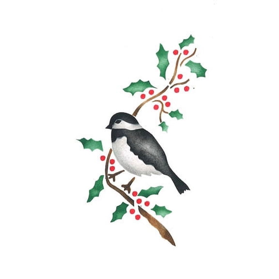 Chickeee Bird Wall Stencil with Holly SKU #1514 by Designer Stencils