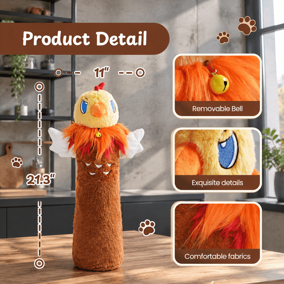 Chicken 22 Inch Interactive Cat Wrestling Glove Puppet with 3 Pouches and 3 Layer Protection