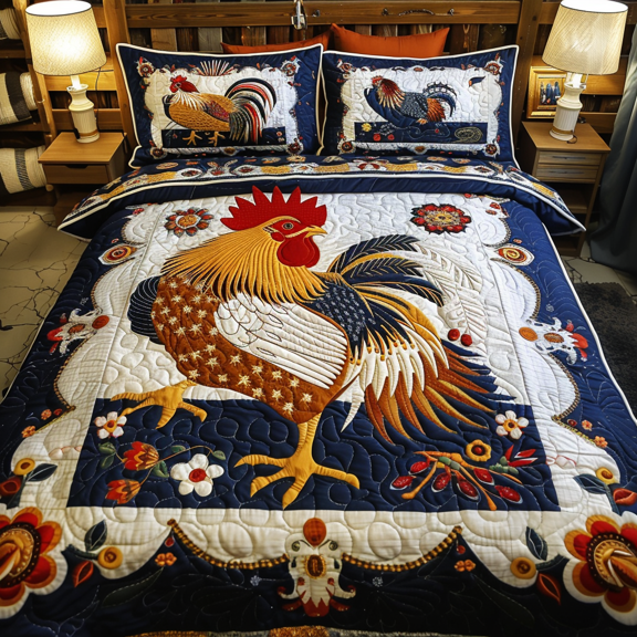 Chicken 3-Piece Quilted Bedding Set