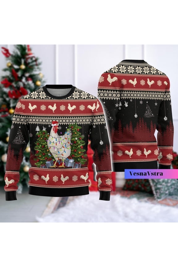 Chicken 3D Sweater, Funny Chicken Sweater, Chicken 3D Christmas Sweater, Chicken 3D Sweater, 3D Sweater 2024