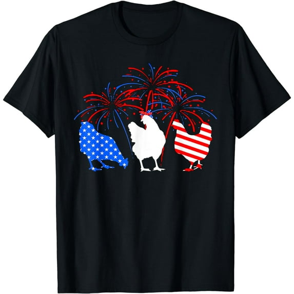Chicken 4th Of July Firework American Flag Chicken Farm T-Shirt