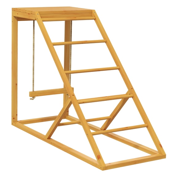 Chicken Activity Play Center - Hen Ladder & Perches - Chicken Coop Toys for Healthy Chickens - Yellow Wood