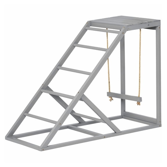 Chicken Activity Play Set - Swing, Perches & Ladder - Coop Toy for Hens - Gray