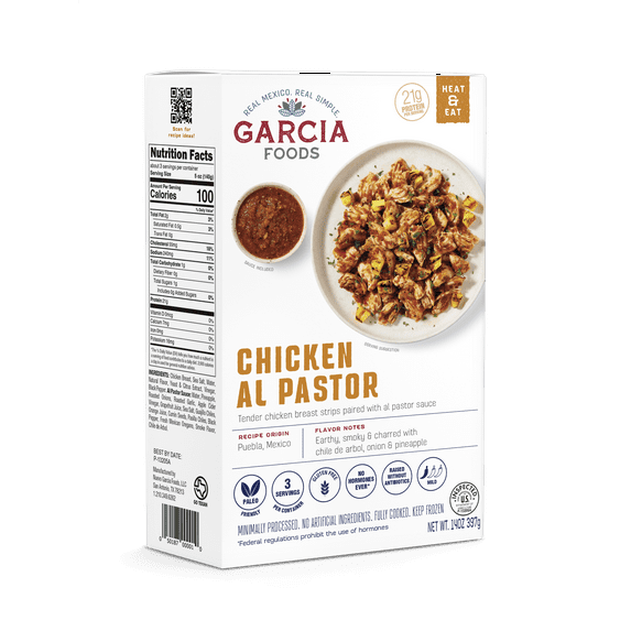 Garcia Foods Chicken Al Pastor, Fully Cooked Frozen Entree, 14 oz Serves 3