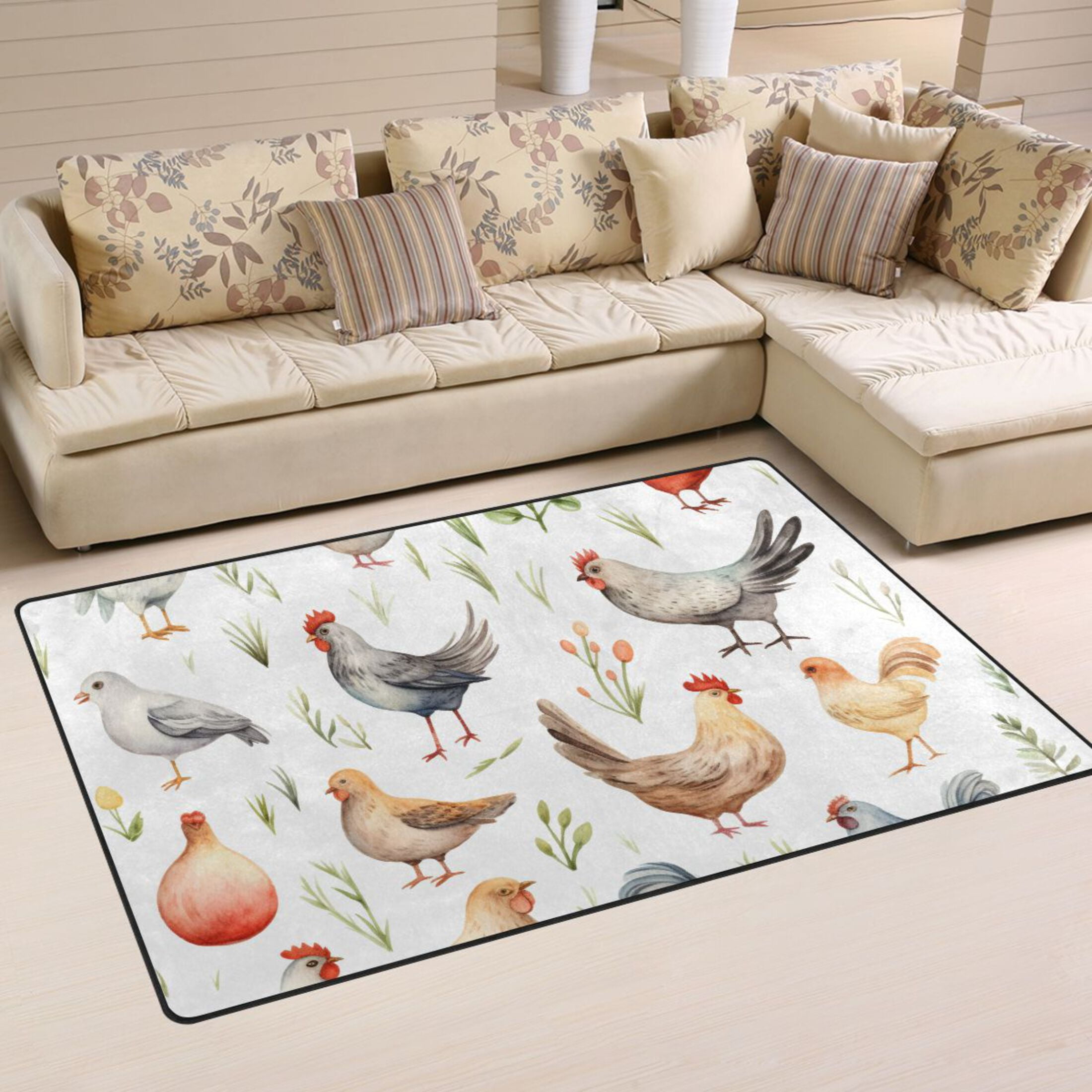 Chicken Area Rug Chicken Area Floor Mats Non-Slip Rugs Soft Doormat 31 x 20 inch Carpet ...