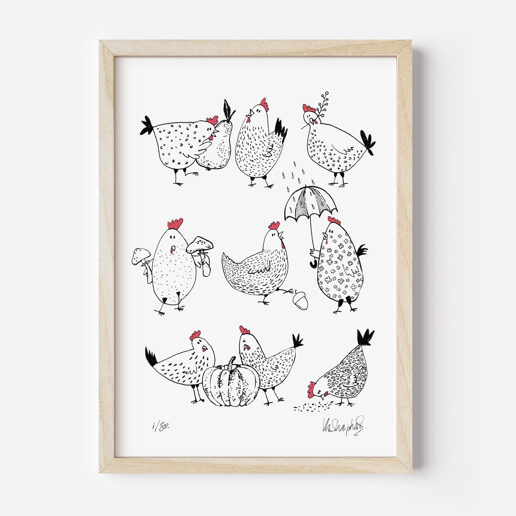 Chicken Art Print Farmhouse Kitchen, Fall, Autumn Poster, Poster Only ...