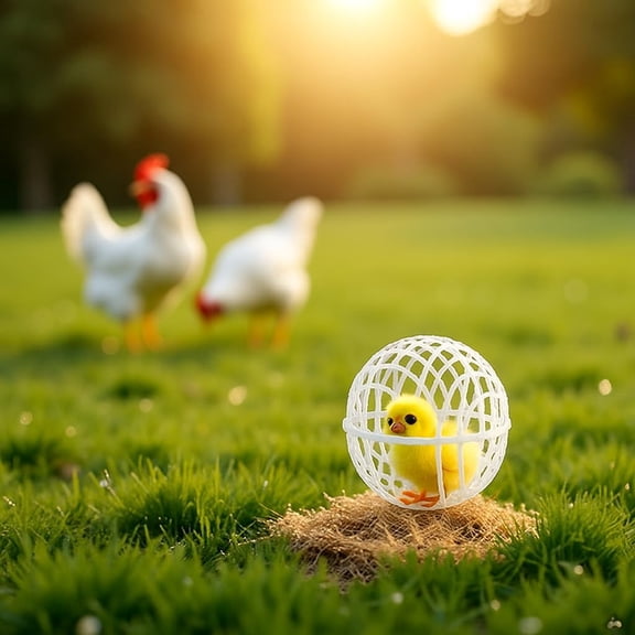 Chicken Ball Cage, Portable Rolling Orb Cages, Spherical Poultry Enclosure for Outside, Dog Bites & Horse Trampling Prevention