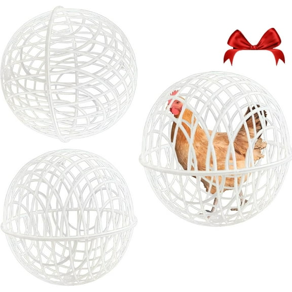 Chicken Ball Cage Rolling, Chicken Balls Cage for Outside,Chicken Coop Ball, Mobile Poultry Enclosure Round PVC Hutch, Pet Removable Safety Cage, Prevents Dog Bites Trampling for Chicks Birds Ducks