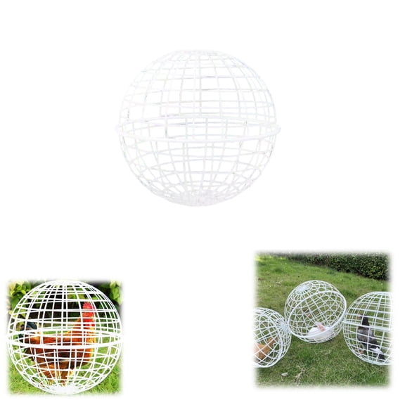 Chicken Ball Cage Rolling Orb Mobile Poultry Enclosure Round Plastic Hutch,7.87Inch Movable Chicken Coop Ball - Safe Walking Net,Orb Ball Cage for Pigeons,Rabbits,White