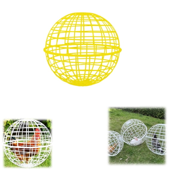 Chicken Ball Cage Rolling Orb Mobile Poultry Enclosure Round Plastic Hutch,7.87Inch Movable Chicken Coop Ball - Safe Walking Net,Orb Ball Cage for Pigeons,Rabbits,Yellow
