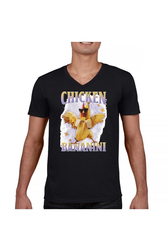 Chicken Bananini Men's V-Neck T-shirt Funny Italian Brainrot Gen Z Alpha Meme