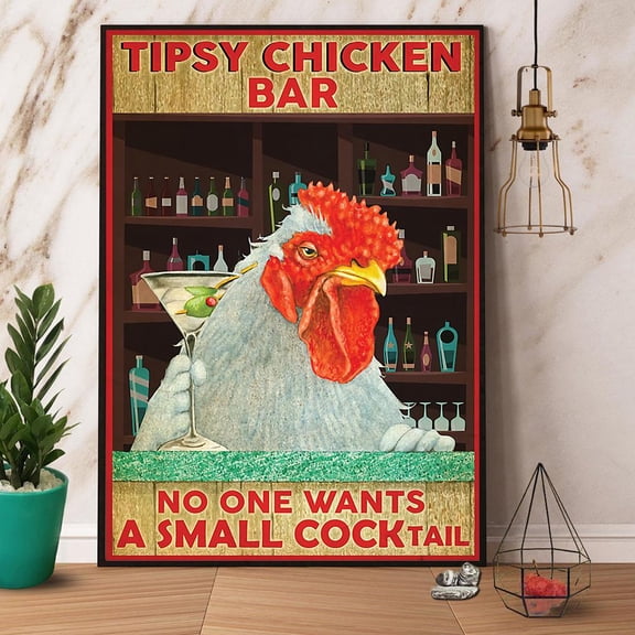 Chicken Bartender Tipsy Chicken Bar Paper Poster No Frame Matte Wall Art Decor 11 x 17 Inch Poster