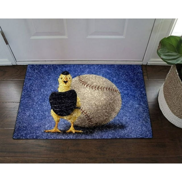 Chicken Baseball Chicken Doormat 24X36 Inch/60x90 CM