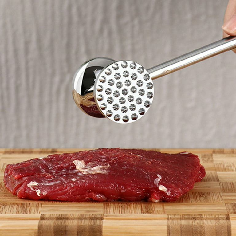 Chicken Beef Beater Metal Meat, Comfortable Handle Meat Tenderizer, Cooking Tool for Restaurant Home, Size: Approx.22x4cm/8.7x1.6inL x D, Silver