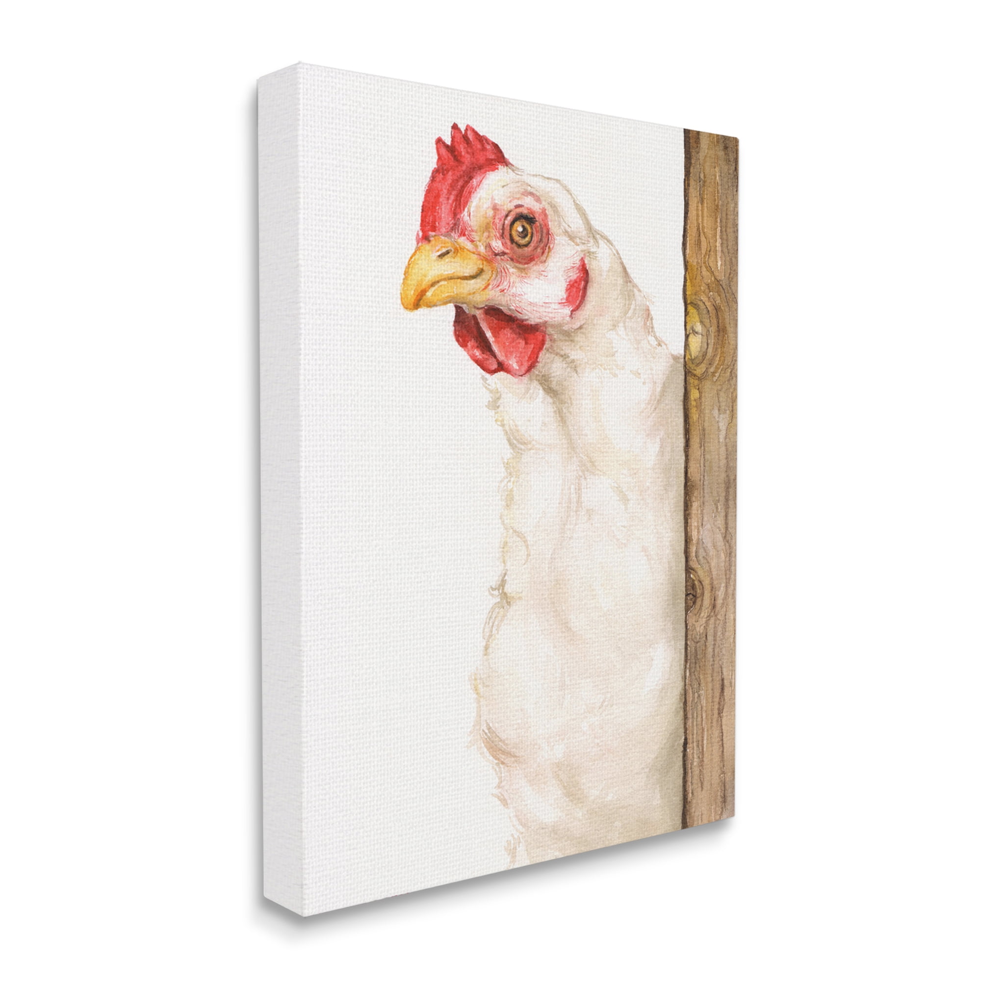 Chicken Behind Fence Farm Animal Portrait 24 in x 30 in Painting Canvas Art Print, by Stupell Home Décor