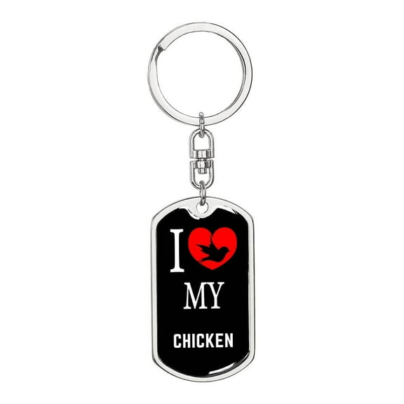Chicken Bird Lover Keyring Keychain Stainless Steel or 18k Gold