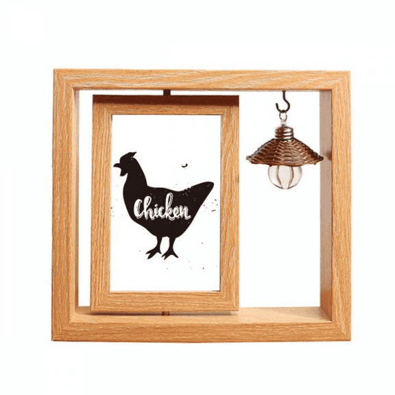 Chicken Black And White Animal Wooden Rotating Picture Photo Frame 4x6