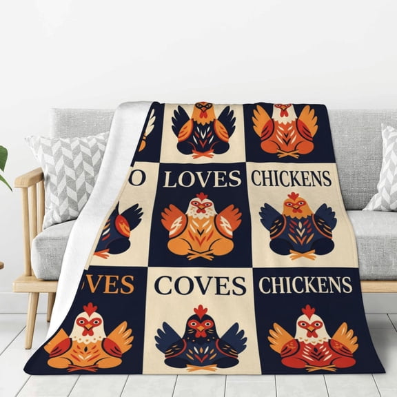 Chicken Blanket, Chicken Decor Thanksgiving Gift Blanket, Rooster Flannel Warm Blankets and Throws 50x40