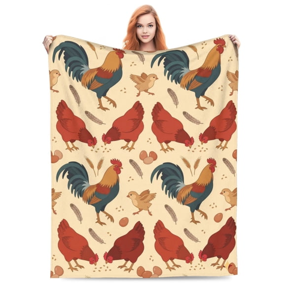 Chicken Blanket, Cute Chicken Pattern, Soft Flannel All Season Throw for Home Decor 50x40