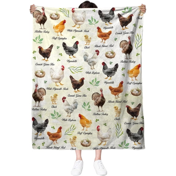 Chicken Blanket Gifts for Lover, Funny Decor for Birthday, Christmas Thanksgiving Gifts for Women, Rooster Decor, Soft Thrown Blanket for Bed 50"*60"