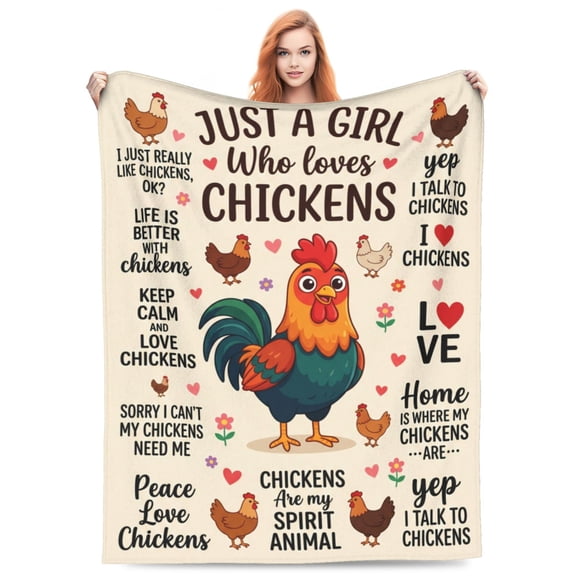 Chicken Blanket Gifts for Lovers, Chicken Themed Gifts for Women, Just a Girl Who Loves Chickens Soft Flannel Rooster Throw Blanket 50x40